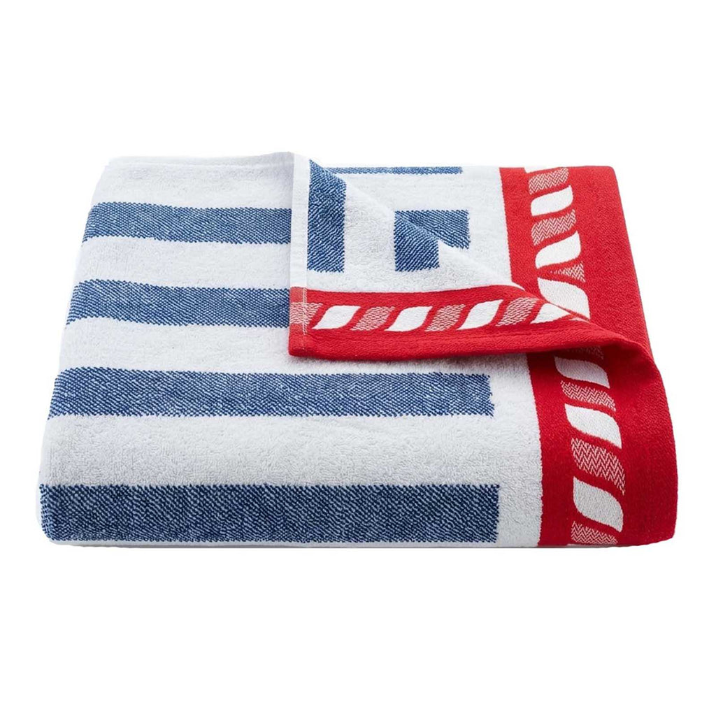 Blue & Red Anchor Velour Beach Towel, 34x64