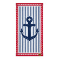 Blue & Red Anchor Velour Beach Towel, 34x64