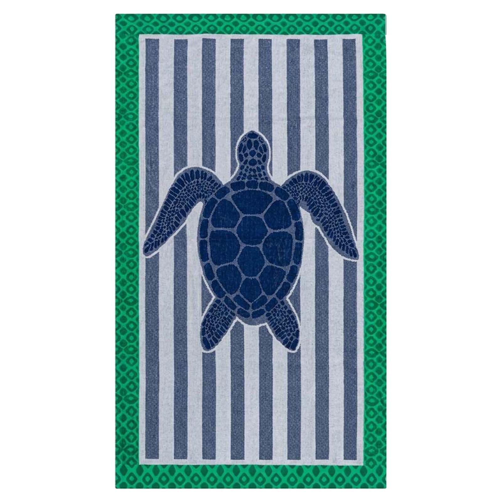 Green & Blue Turtle Velour Beach Towel, 34x64