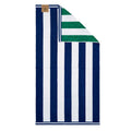 Blue & Green Striped Reversible Velour Beach Towel, 34x64