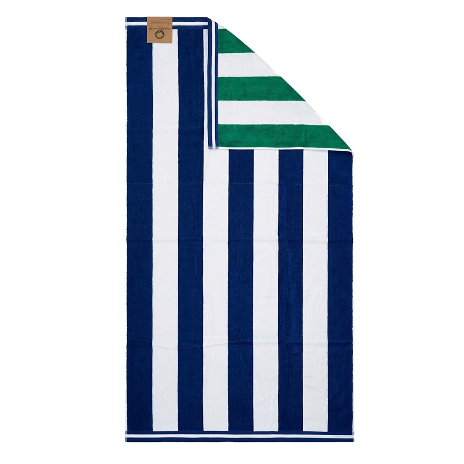 Blue & Green Striped Reversible Velour Beach Towel, 34x64