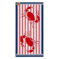 Red & Blue Crab Velour Beach Towel, 34x64