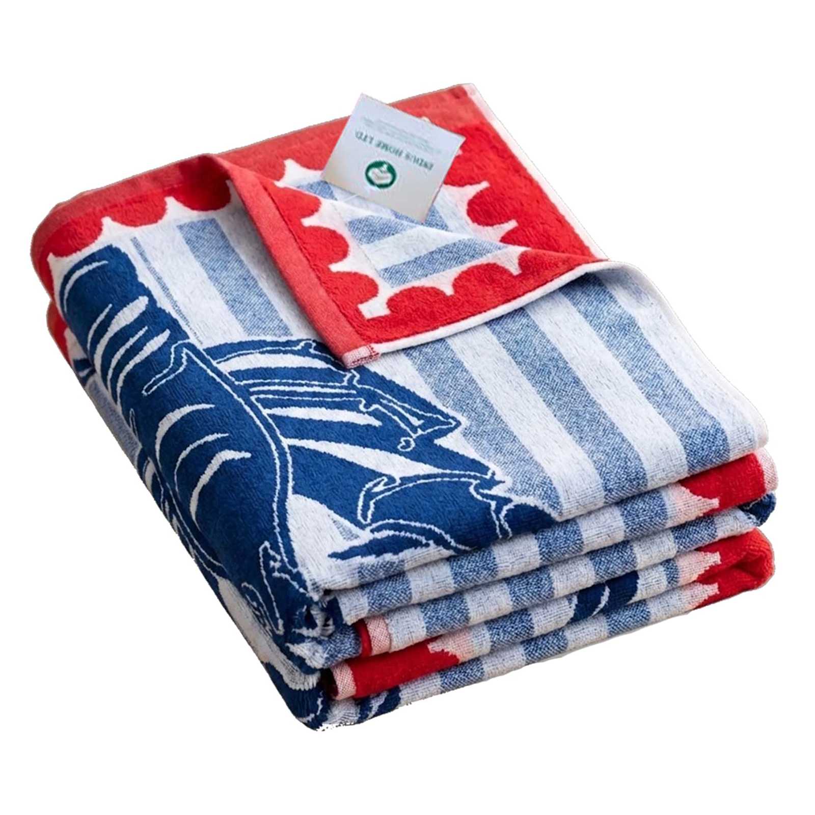 Blue & Red Lobster Velour Beach Towel