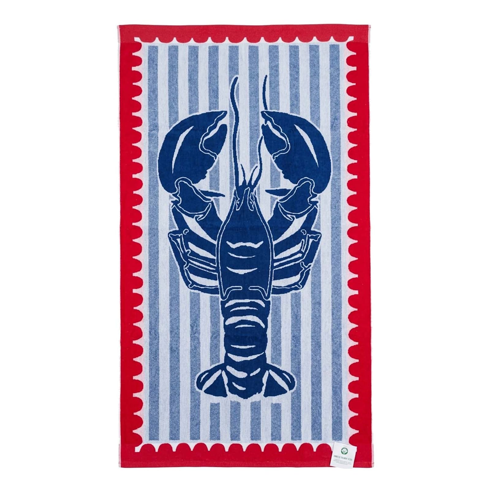 Blue & Red Lobster Velour Beach Towel