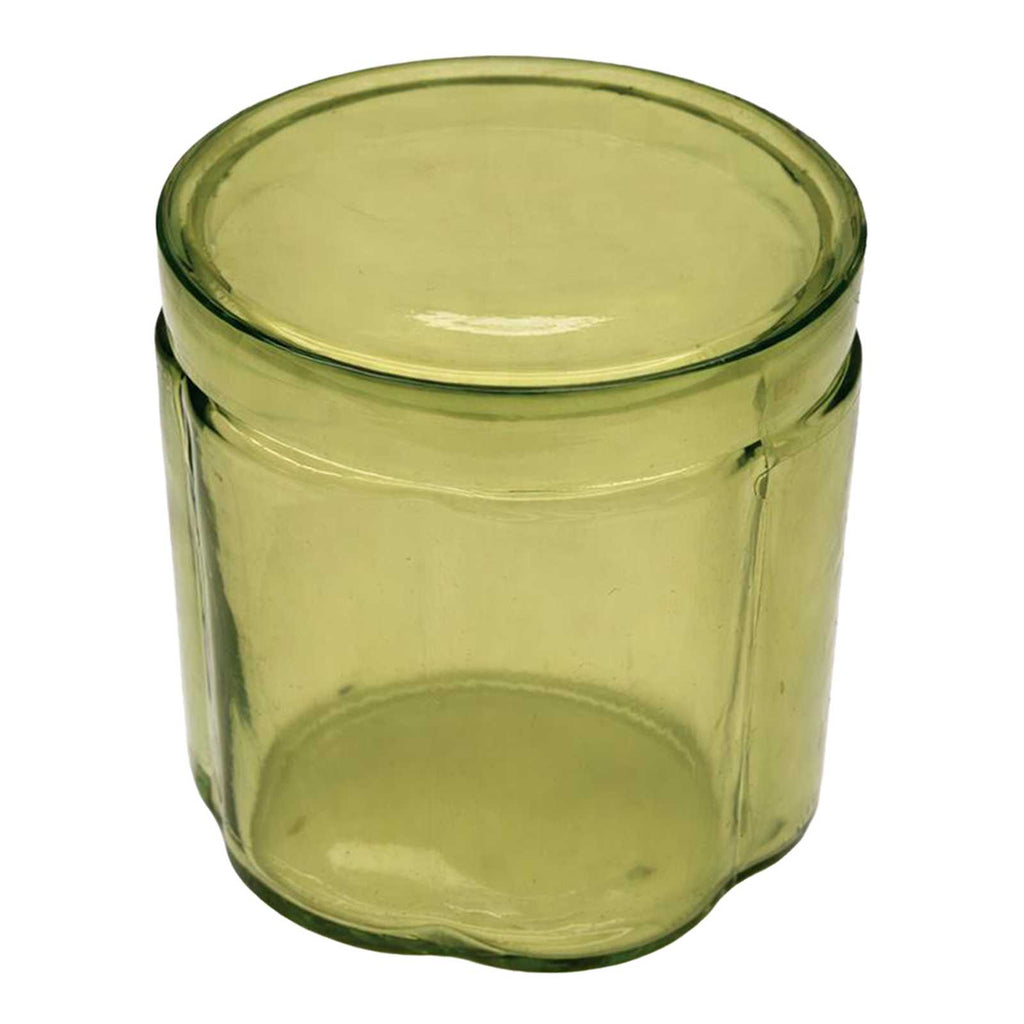 Green Scalloped Glass Cotton Jar with Lid