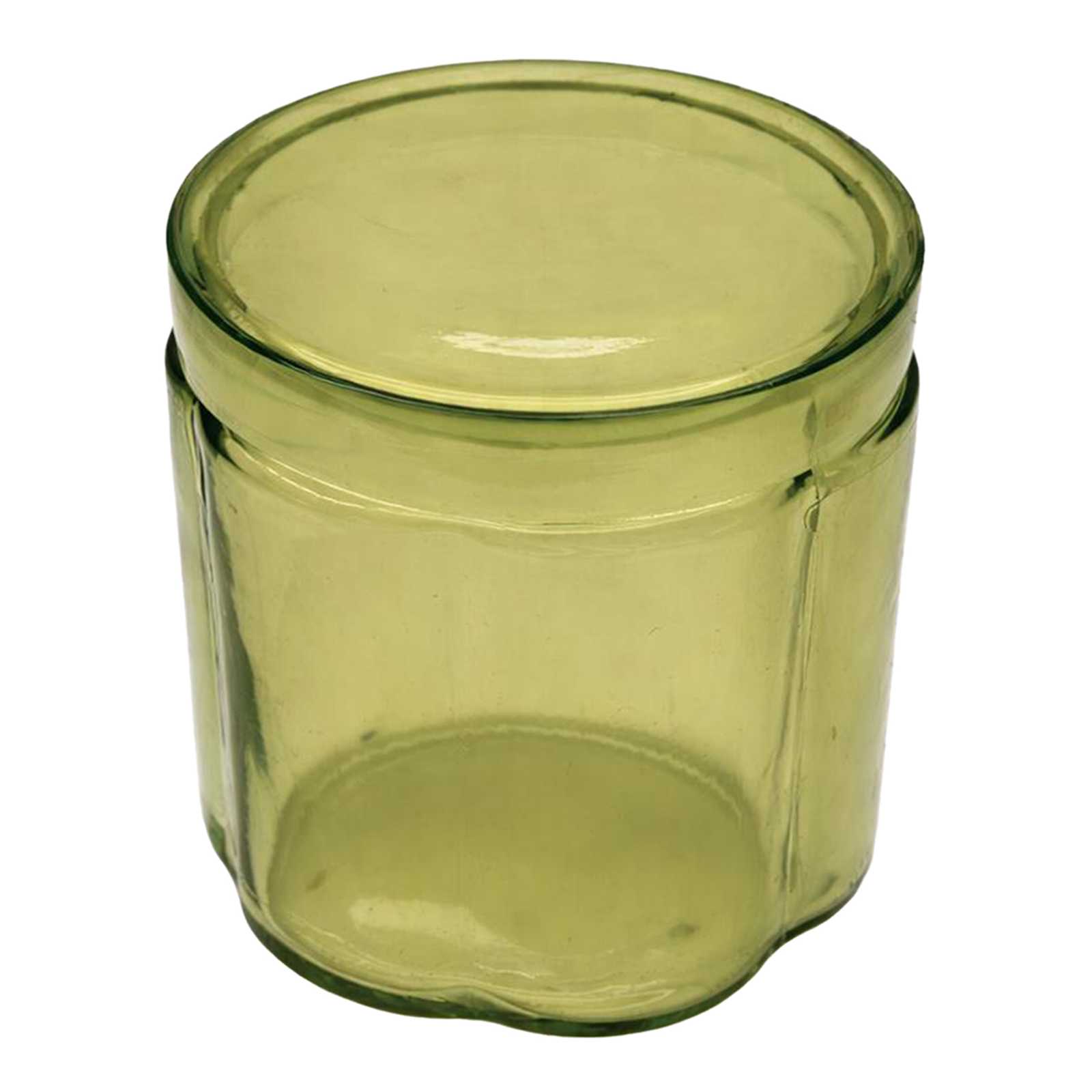 Green Scalloped Glass Cotton Jar with Lid