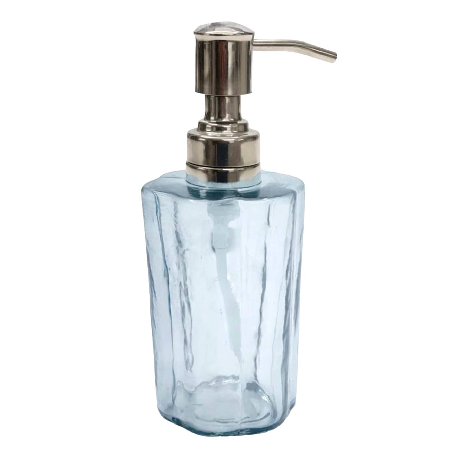 Blue Scalloped Glass Soap Dispenser with Lid