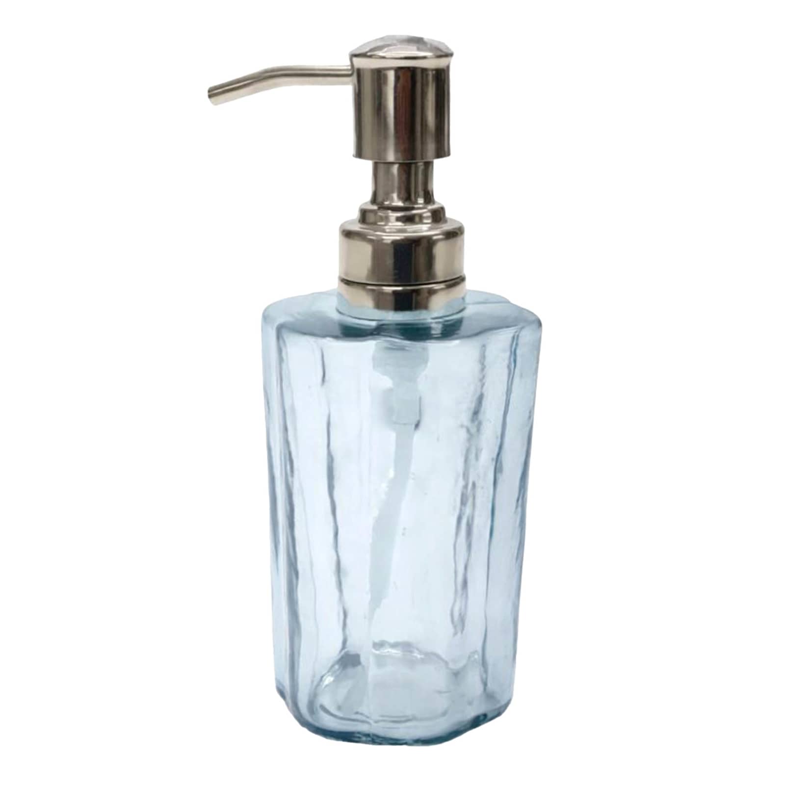 Blue Scalloped Glass Soap Dispenser with Lid