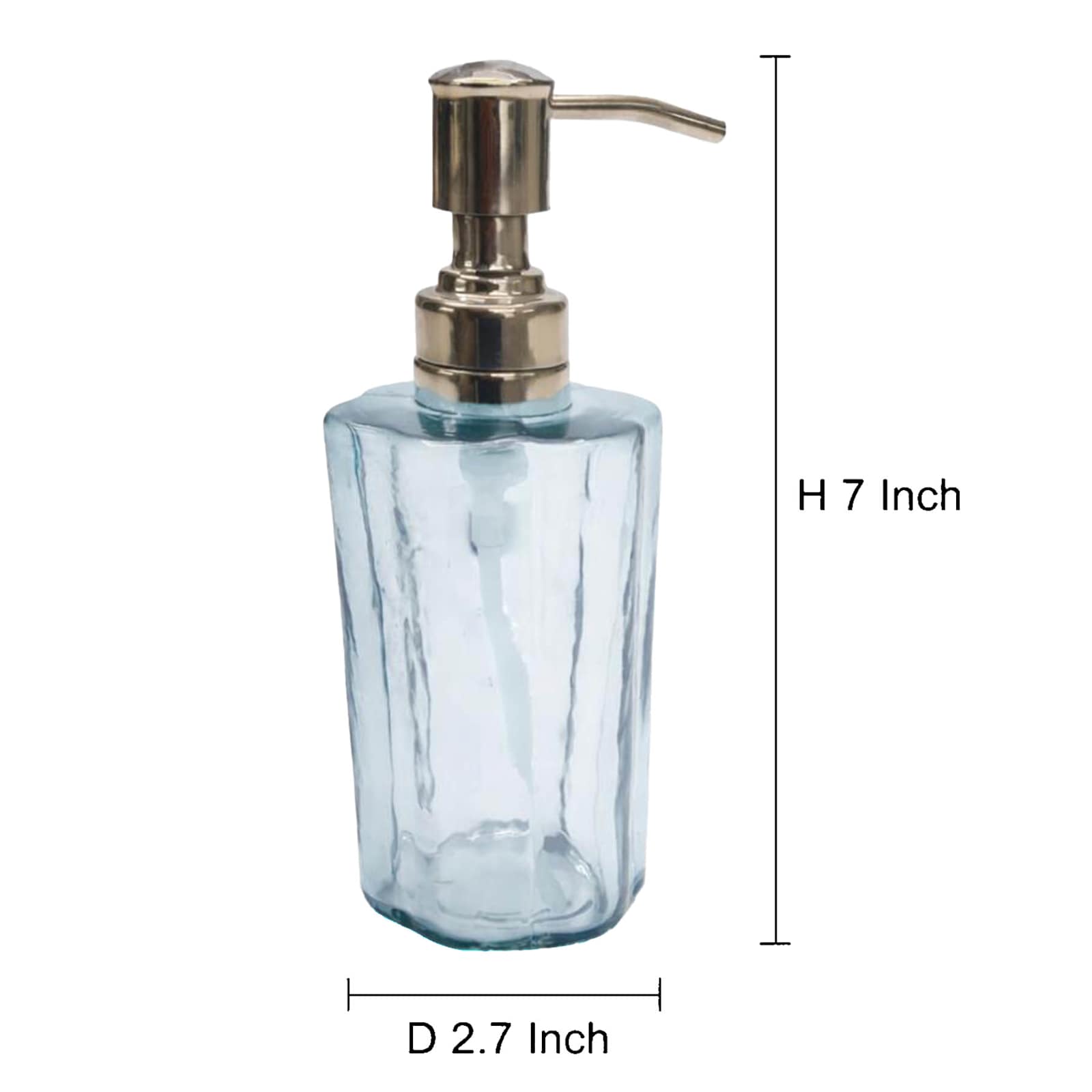 Blue Scalloped Glass Soap Dispenser with Lid