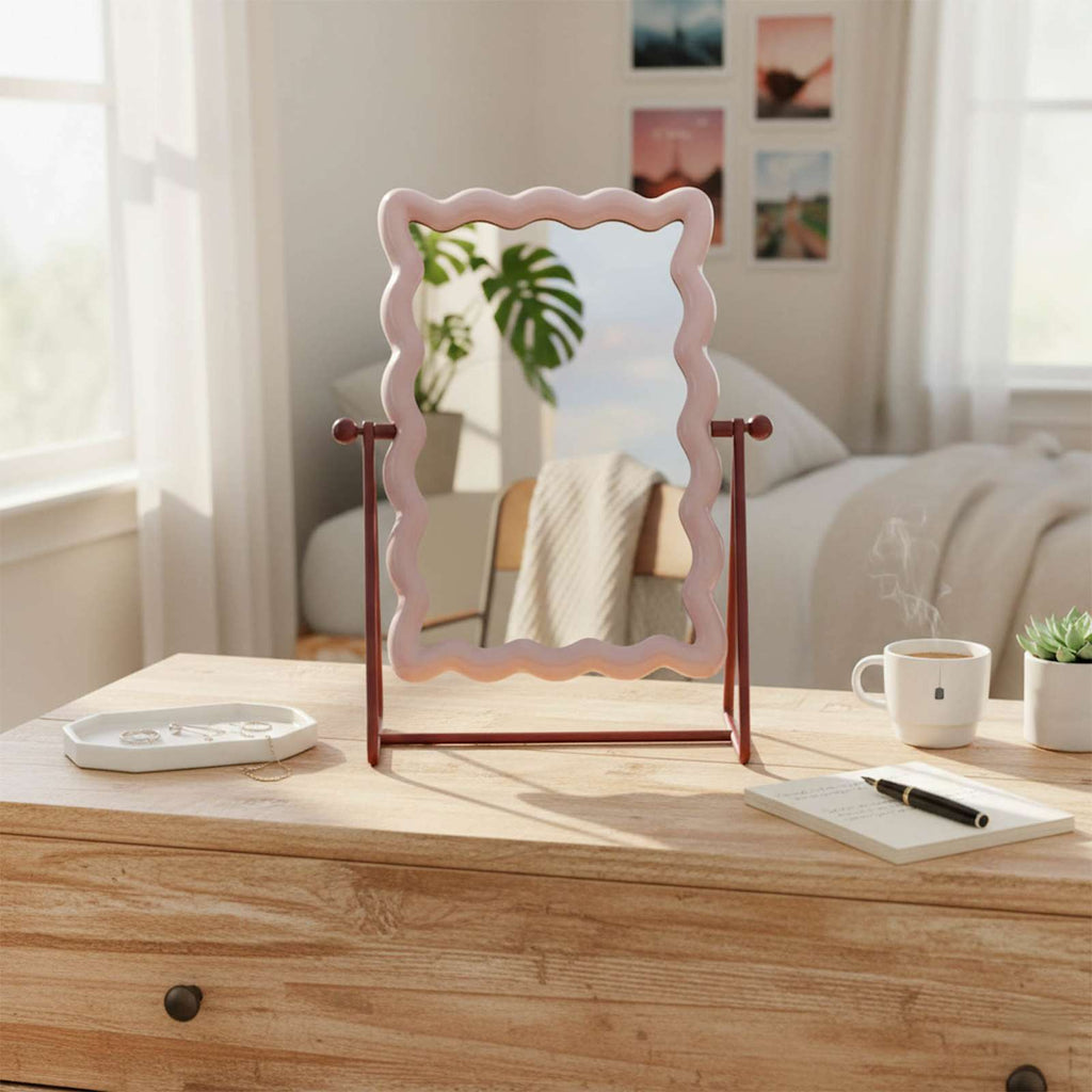 Pink Scalloped Vanity Mirror