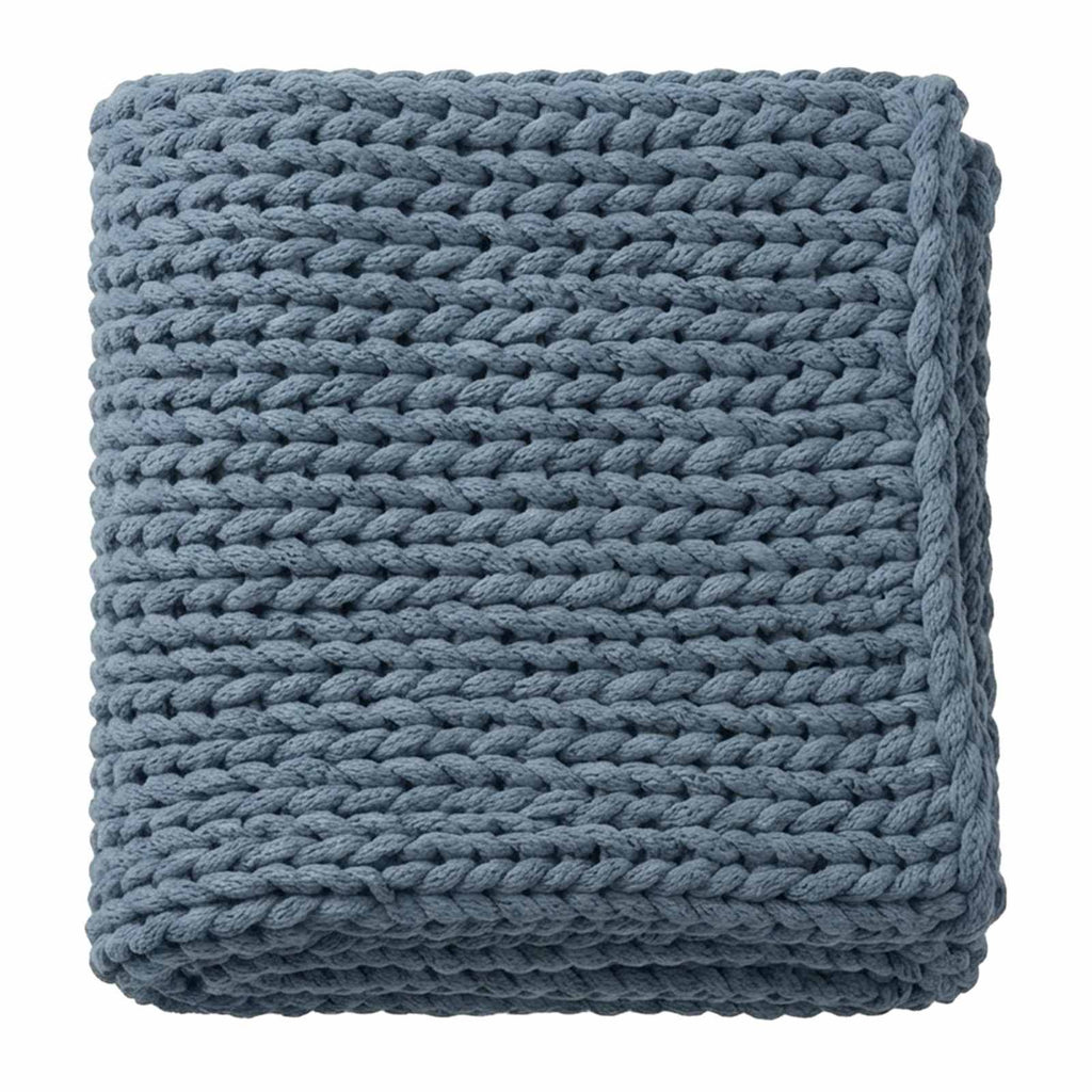Blue Acrylic Cable Knit Throw Blanket, 50x60