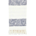Blue Yarn Dyed Woven Chunk Striped Throw Blanket with Fringe, 50x60