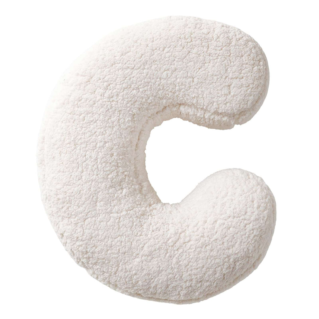 White Sherpa Monogram Letter Pillow, C