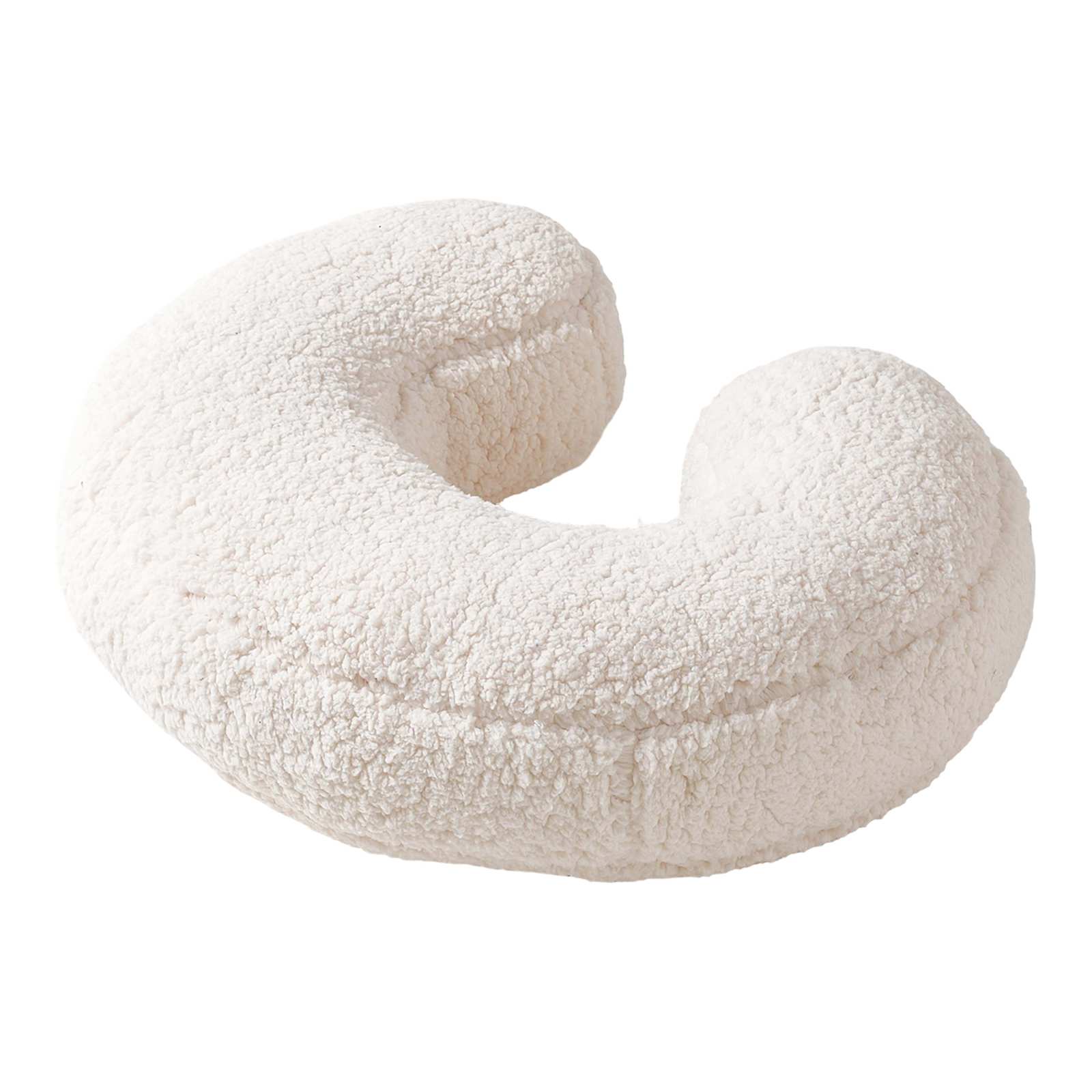 White Sherpa Monogram Letter Pillow, C