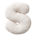 White Sherpa Monogram Letter Pillow, S