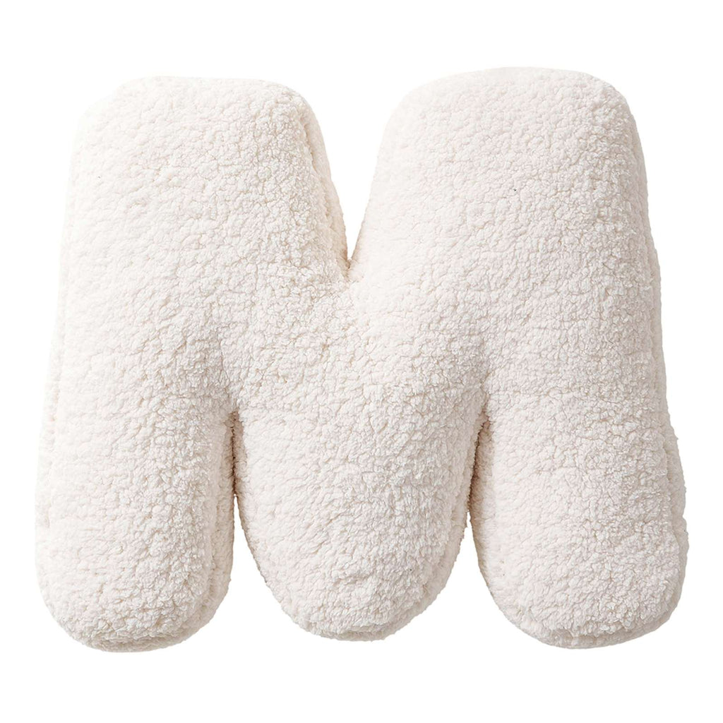 White Sherpa Monogram Letter Pillow, M