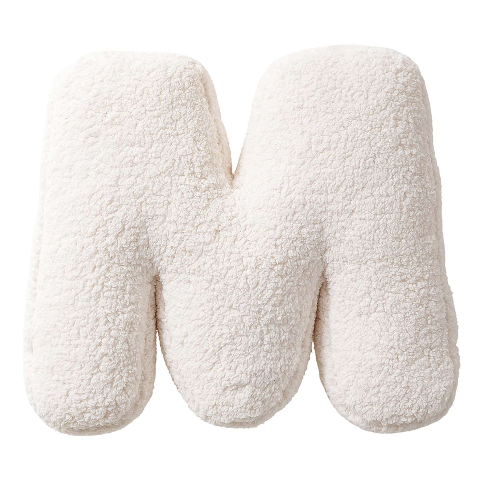 White Sherpa Monogram Letter Pillow, M