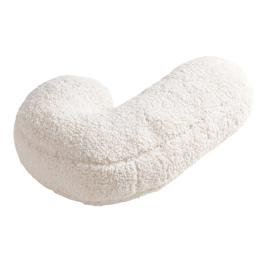 White Sherpa Monogram Letter Pillow, J