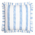 Allure Blue Cotton Slub Throw Pillow with Ruffle, 20"