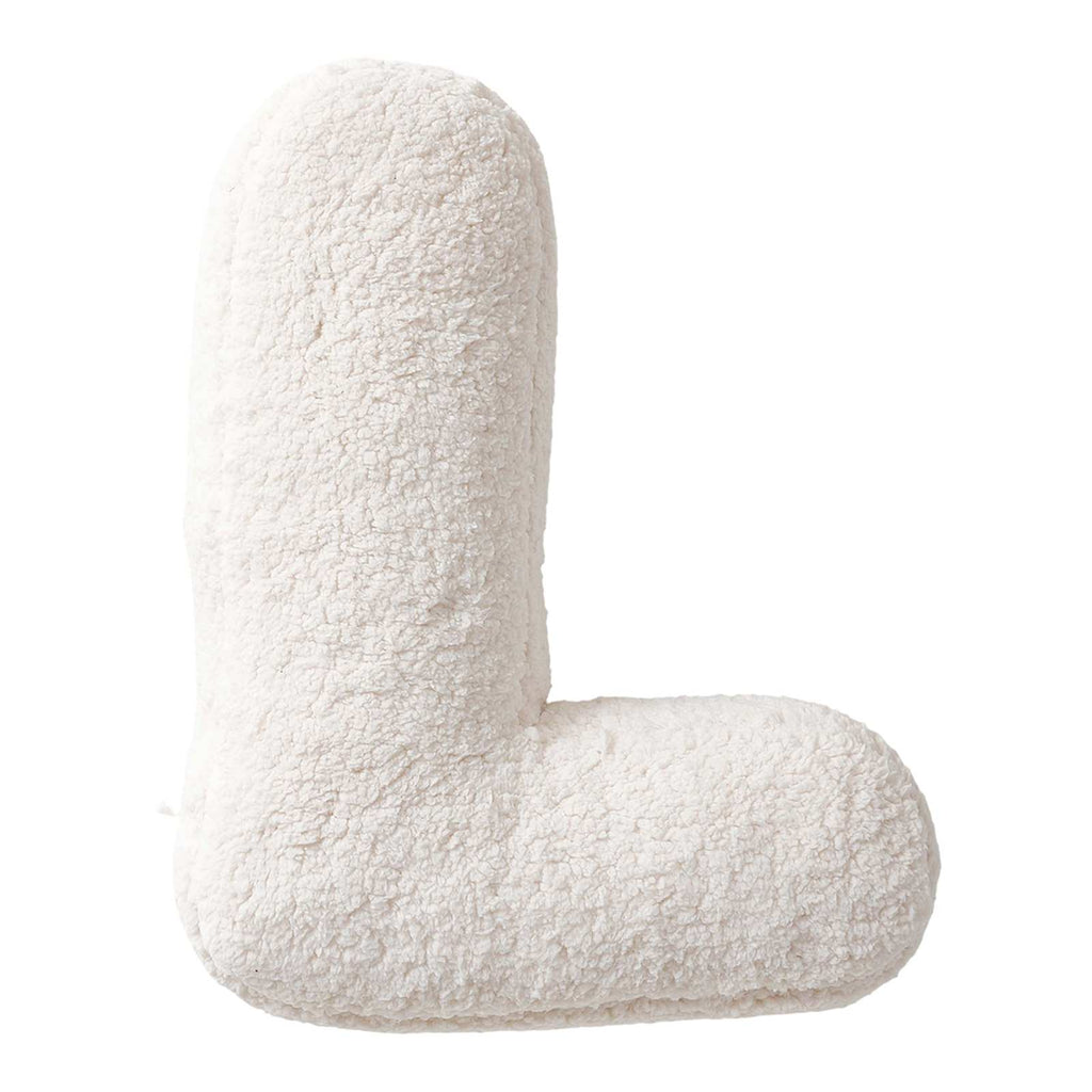 White Sherpa Monogram Letter Pillow, L