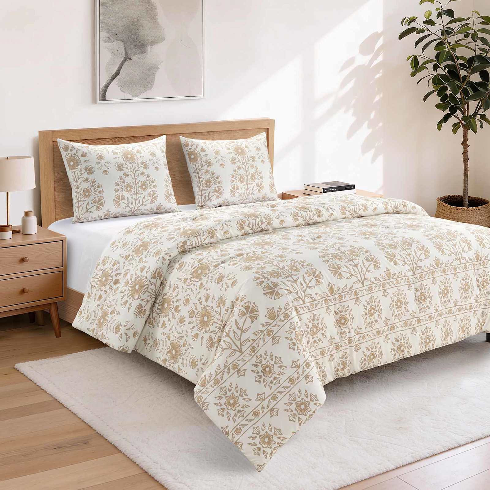 Rajasthani Floral Printed Comforter Set, Full/Queen