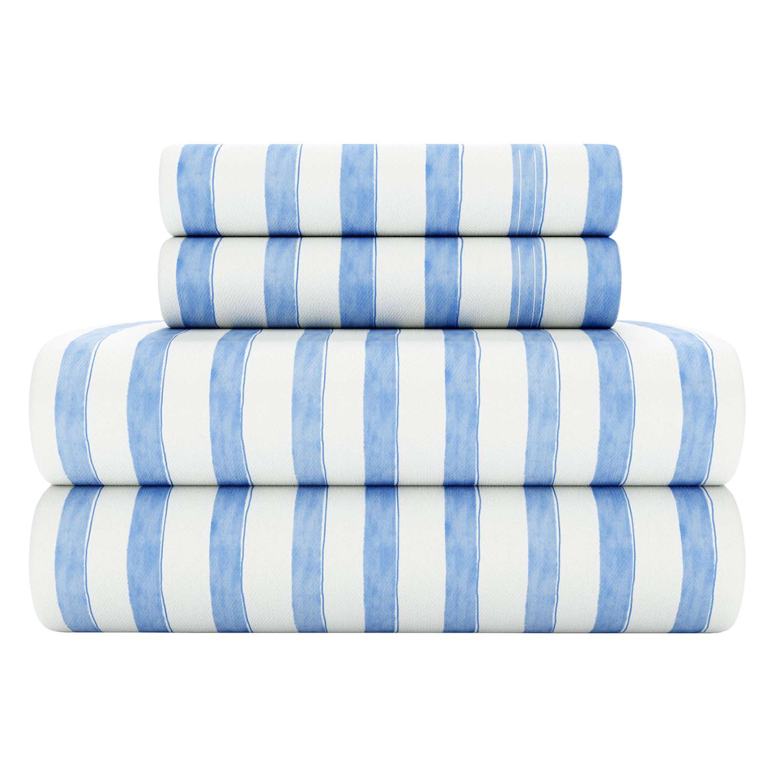 4-Piece Allure Blue Striped Cotton Sheet Set