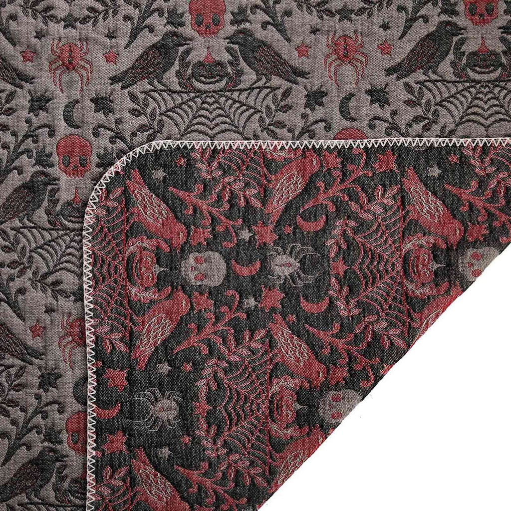 Dark Grey Victorian Damask Jacquard Throw Blanket, 50x60