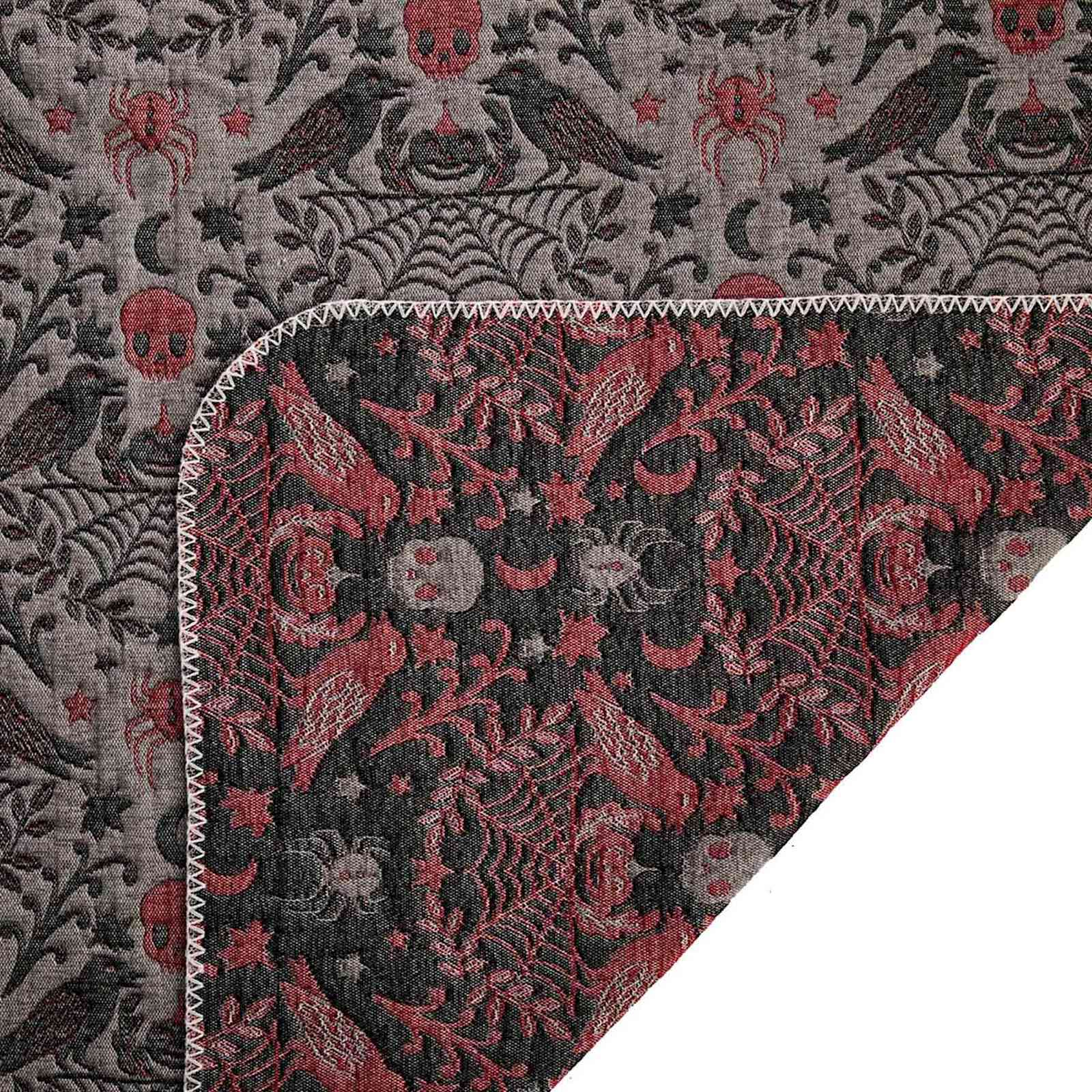 Dark Grey Victorian Damask Jacquard Throw Blanket, 50x60