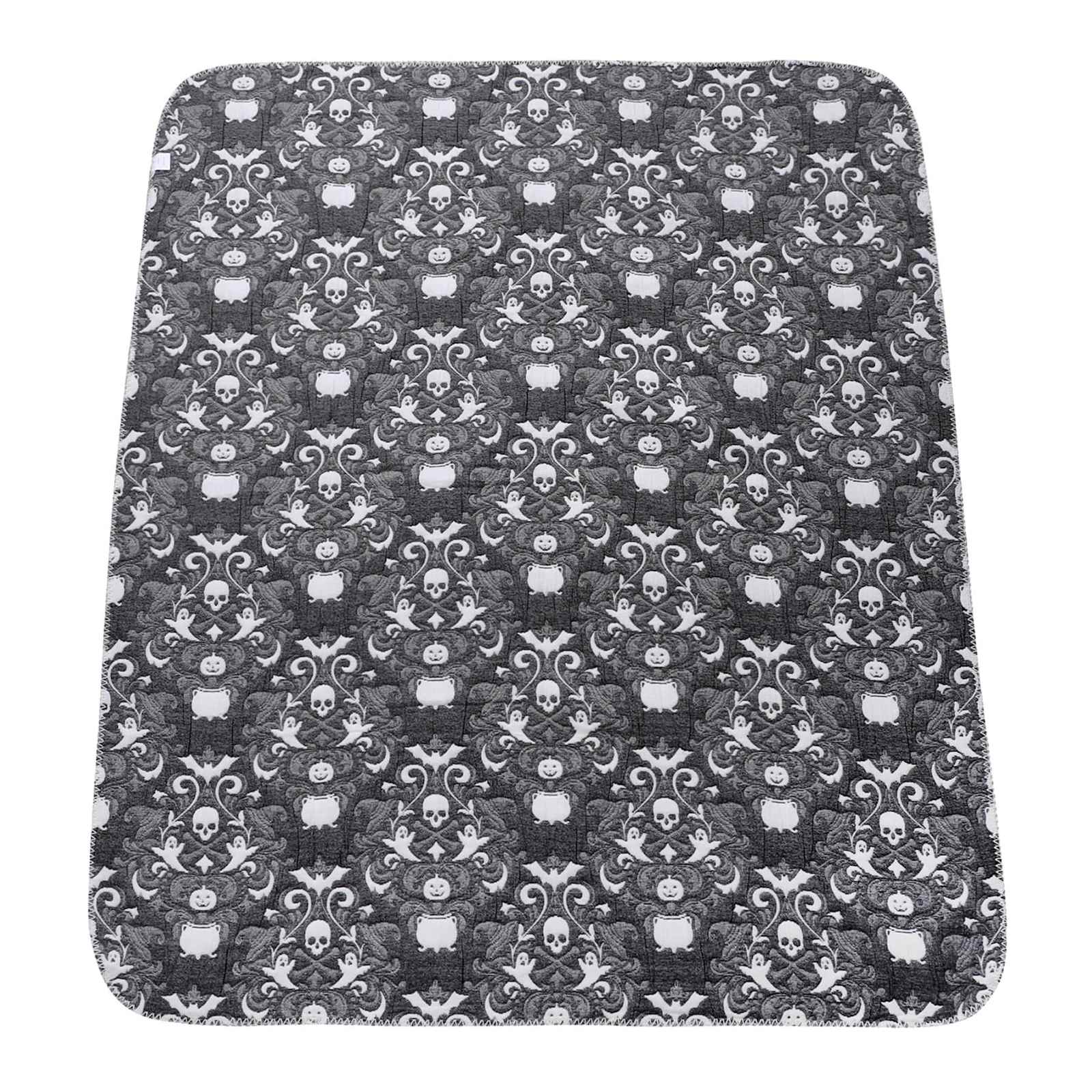 Grey Damask Spooky Jacquard Throw Blanket, 50x60