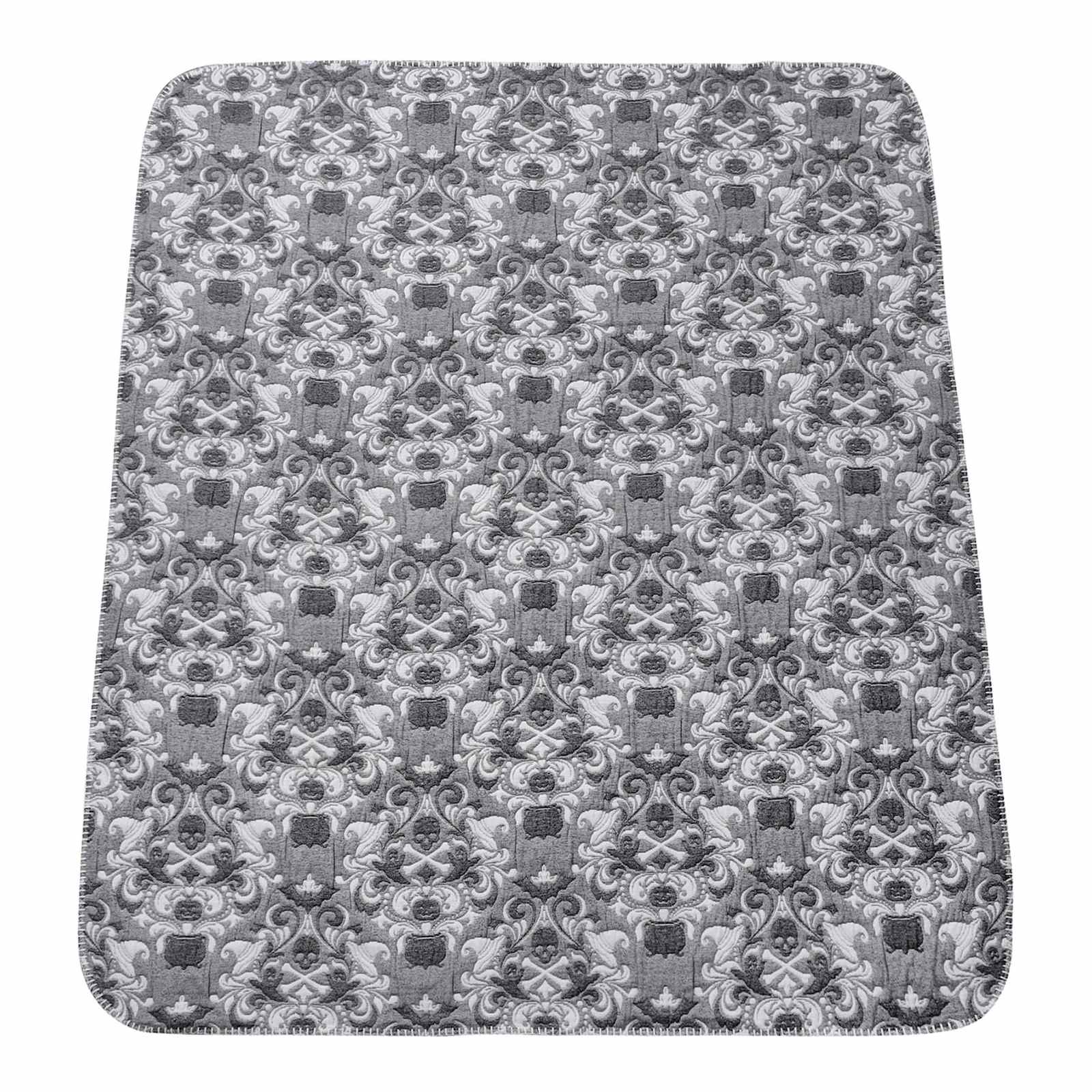 Grey Damask Spooky Jacquard Throw Blanket, 50x60