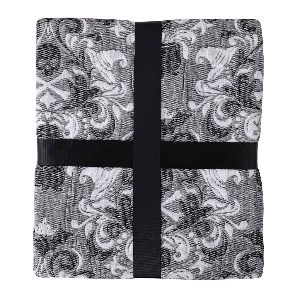Grey Damask Spooky Jacquard Throw Blanket, 50x60