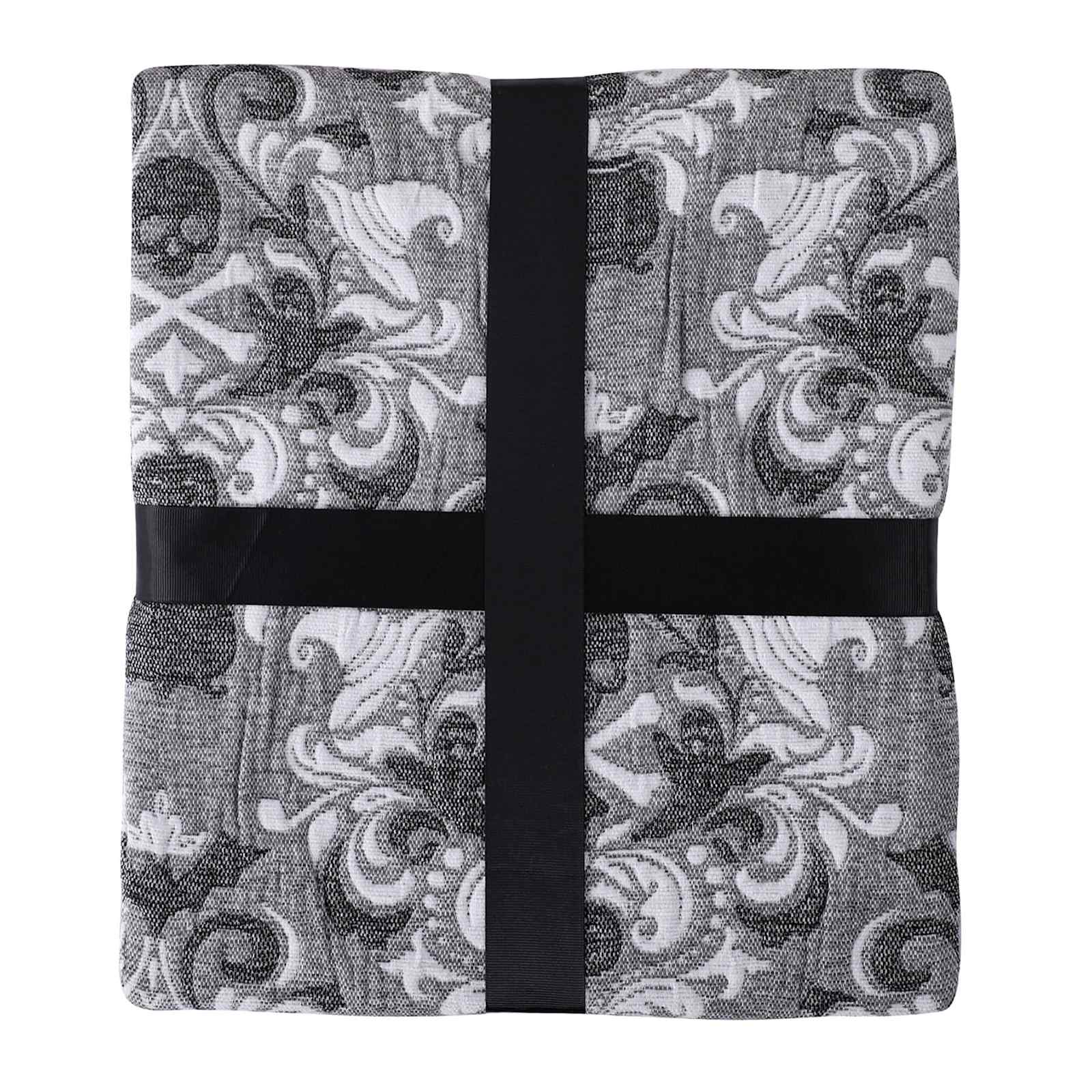 Grey Damask Spooky Jacquard Throw Blanket, 50x60
