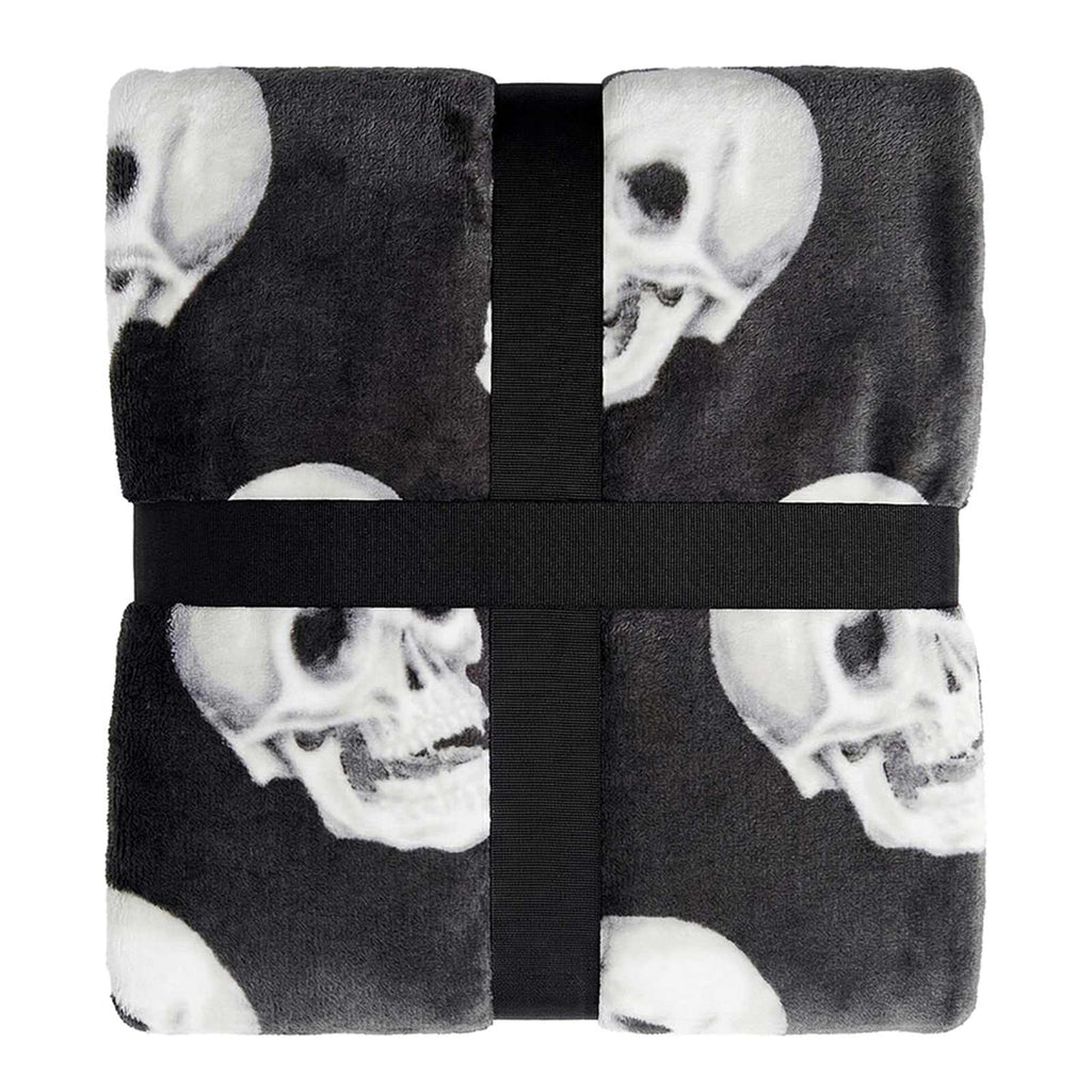 Black & White Skull Repeat Throw Blanket, 50x60
