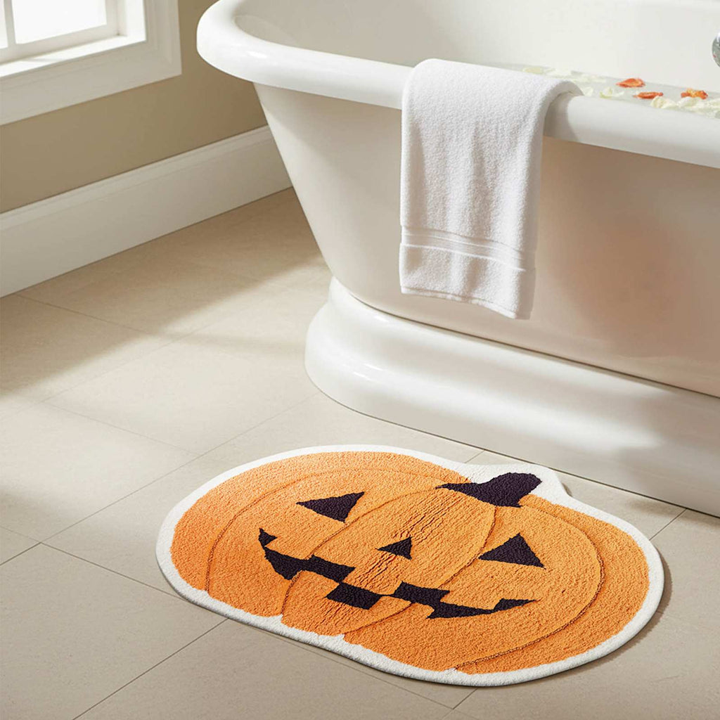 Happy Haunting Jack-o'-Lantern Shaped Bath Rug, 21x28