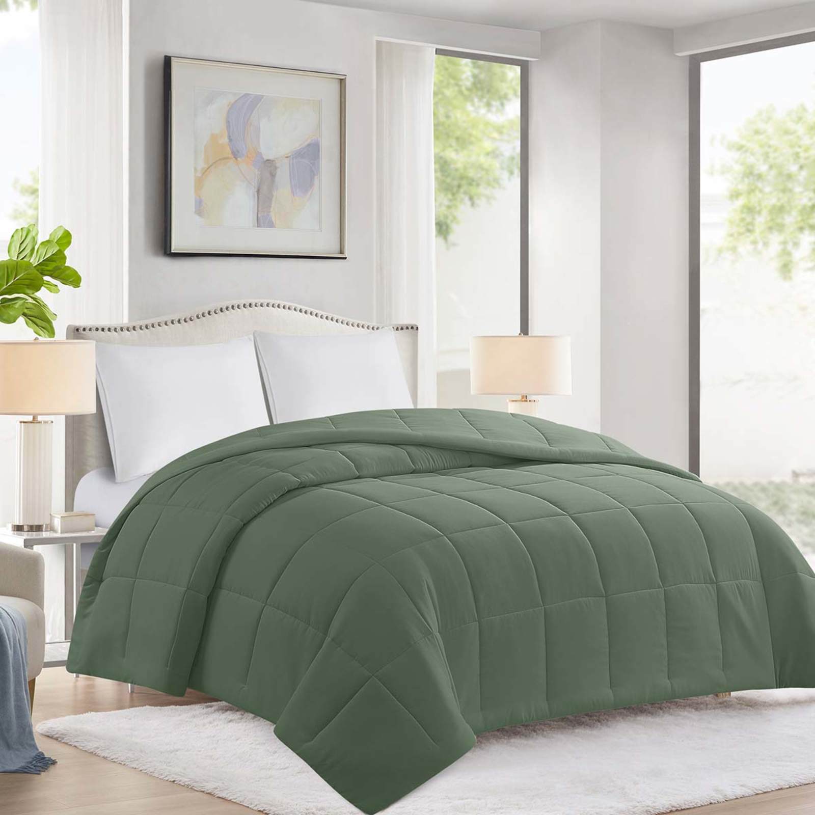 Sea Spray Solid Microfiber Comforter, Full/Queen