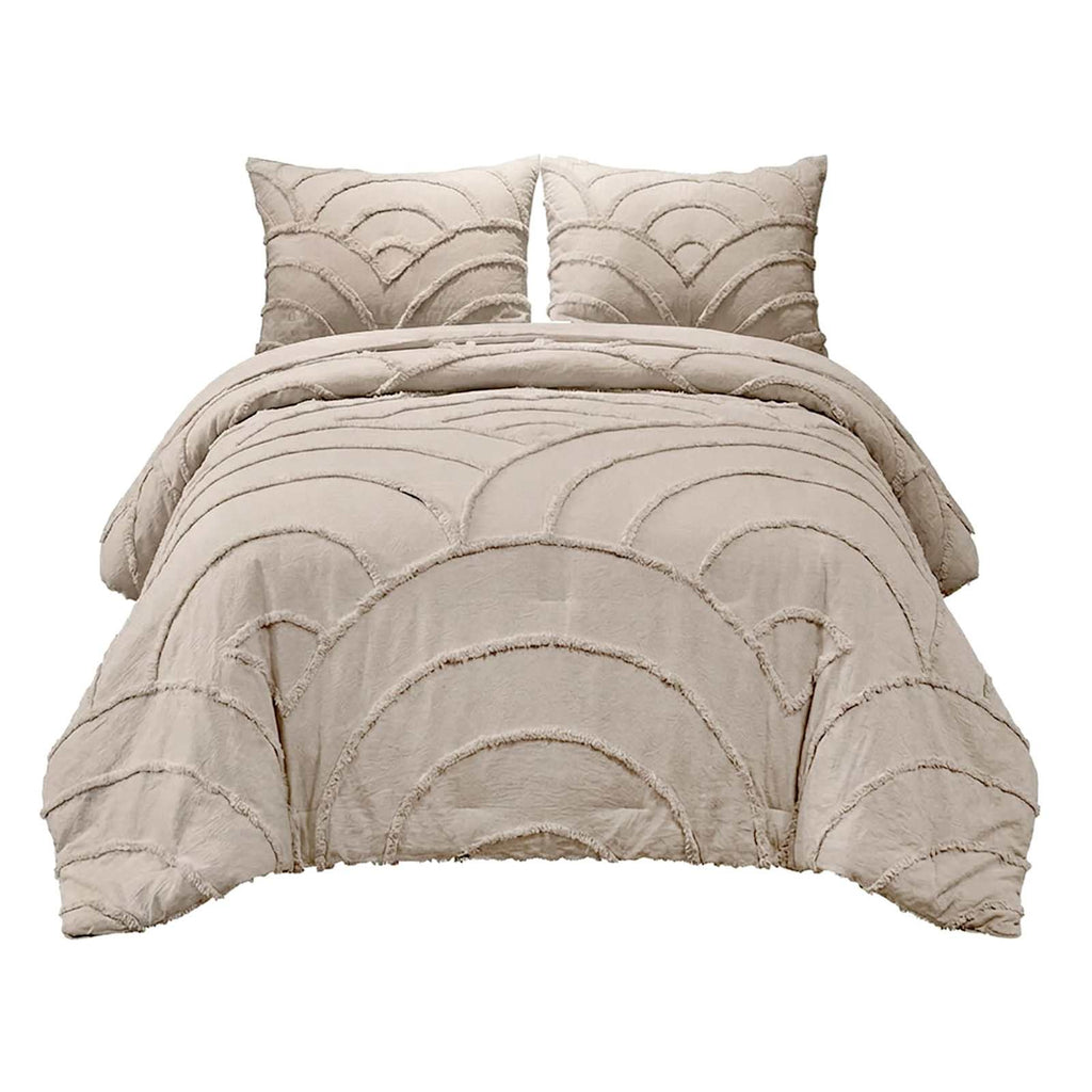 3-Piece Brown Tufted Comforter Set, Queen