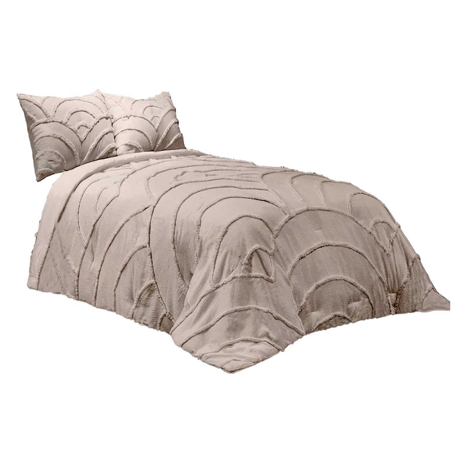 3-Piece Brown Tufted Comforter Set, Queen