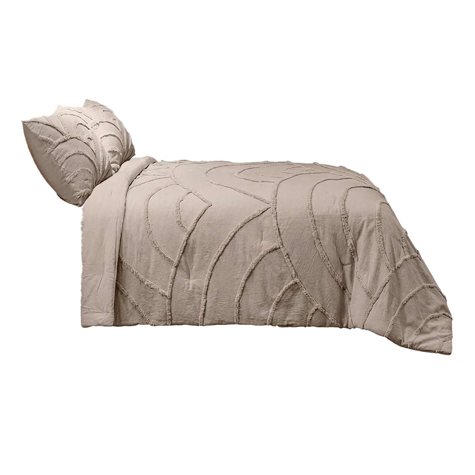 3-Piece Brown Tufted Comforter Set, Queen