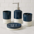 Honeybloom Blue Glazed Bathroom Set